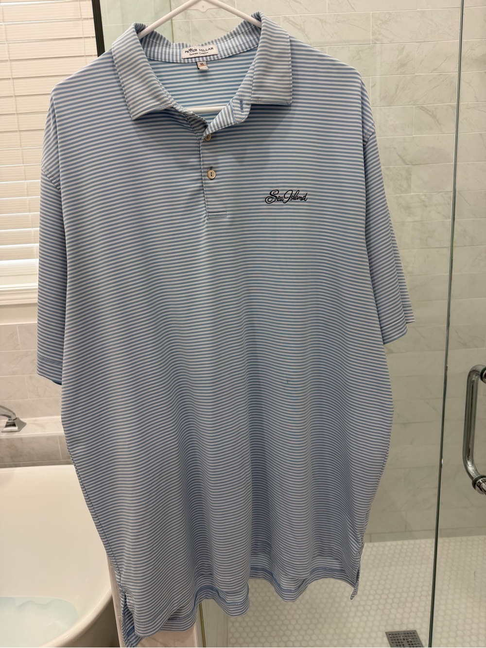 Sea Island - Peter Millar Light Blue Striped Polo Shirt